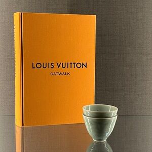 Longquan Celadon Tea Cups, Set of 2. Koi Fish and Lotus Flower Celadon Sake Cups